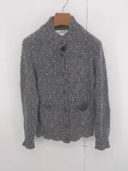 ◇ NANEA ナネア カジュアル 長袖 ニット カーディガン サイズF ダークグレー レッド系 マルチ レディース P  【1306120017652】