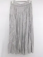 ◇ JEANASIS ジーナシス おしゃれ こなれ感 光沢 ウエストゴム ロング プリーツ スカート サイズF グレー系 レディース P  【1306120018505】