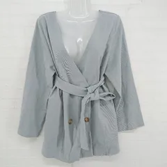 ◇ ◎ mystic ミスティック ダブルボタン 春 フェミニン 長袖 ノーカラー ジャケット ブルー レディース P  【1306120020683】のサムネイル