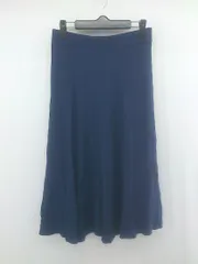 ◇ Mila Owen ミラ オーウェン ウエストゴム リブニット ロング フレア スカート サイズ F ネイビー レディース P  【1306120020614】