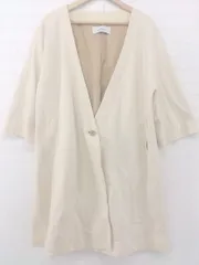 ◇ JEANASIS ジーナシス 薄手 春秋 シンプル 長袖 ノーカラー コート サイズF ライトベージュ レディース P  【1306120020607】
