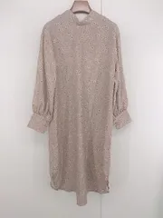 ◇ natural couture 花柄 リボン スタンドカラー 長袖 膝下丈 ワンピース ベージュ レディース P  【1306120020539】