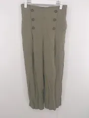 ◇ ◎ ●未使用● GLOBAL WORK ボタン ハイウエスト ワイド パンツ サイズL カーキ レディース P  【1306120021147】