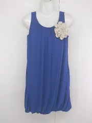 ◇ maitresse コサージュ 装飾ビジュー パーティー ノースリーブ ミニ ドレス ワンピース サイズ38 ネイビー レディース P  【1306120024179】