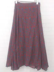 ◇ JEANASIS レトロ 花柄 バックウエストゴム ロング フレア スカート サイズF レッドブラウン ネイビー系 レディース P  【1306120025138】