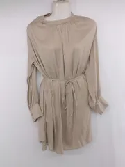 ◇ ◎ green label relaxing UNITED ARROWS 総柄 スタンドカラー 長袖 膝丈 ワンピース ベージュ レディース P  【1306120025923】