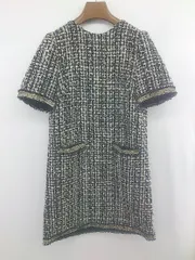 ◇ 31 Sons de mode エレガント ツイード調 半袖 ミニ ワンピース サイズ38 ブラック オフホワイト系 レディース P  【1306120025336】