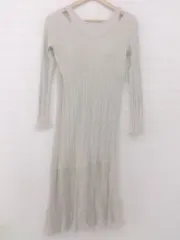 ◇ MERCURYDUO レイヤード風 リブ系 シンプル 長袖 膝下丈 ワンピース サイズF ライトベージュ レディース P  【1306120026319】