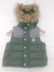 ◇ ◎ BEBE ベベ 2WAY キッズ 子供服 フェイクファー ダウンベスト サイズ90 グリーン メンズ P  【1306120026241】