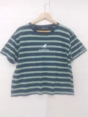 ◇ KANGOL カンゴール ロゴ刺繍 ボーダー カジュアル 半袖 Tシャツ カットソー サイズL ネイビー マルチ レディース P  【1306120026234】