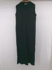 ◇ nano universe シンプル 無地 モックネック ノースリーブ ロング ワンピース サイズ38 ブラック レディース P  【1306120027323】