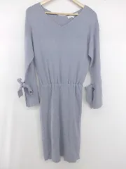◇ MERCURYDUO シンプル 無地 Vネック 長袖 膝丈 ニットワンピース サイズF ブルーグレー系 レディース P  【1306120027262】