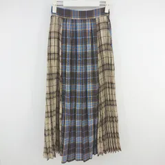 ◇ PAGEBOY チェック バックウエストゴム マキシ プリーツ ギャザー スカート サイズF ベージュ系 レディース P  【1306120031276】のサムネイル