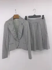 ◇ FINAL STAGE 1B ウール混 膝丈 スカート スーツ セットアップ サイズ34 グレー系 レディース P  【1306120030910】