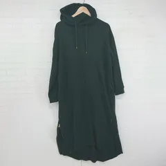 ◇ MEDE19F 裾ジップ 裏毛 フーディー 長袖 膝下丈 ワンピース サイズL ブラック レディース P  【1306120030804】