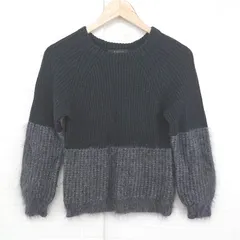 ◇ ketty ケティ ウール アンゴラ混 切替 長袖 ニット セーター サイズM ブラック ダークグレー系 レディース P  【1306120030613】