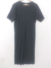 ◇ RANDEBOO ランデブー シャーリング シンプル オトナ女 五分袖 ロング ワンピース サイズF ブラック レディース P  【1306120032907】