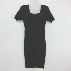◇ RESEXXY リゼクシー リブ 半袖 膝丈 ニット ワンピース サイズF ブラック レディース P  【1306140000672】