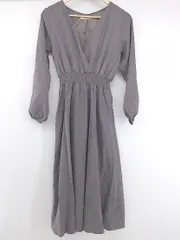 ◇ Ray Cassin レイカズン カシュクール 長袖 膝下丈 ワンピース サイズF グレー系 レディース P  【1306140002164】