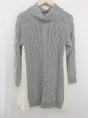 ◇ MERCURYDUO サイドプリーツ 切替 タートルネック 長袖 ミニ ニット ワンピース サイズF グレー系 ホワイト レディース P  【1306140002041】