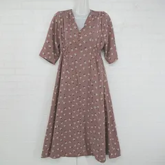 ◇ natural couture ナチュラル クチュール NICE CLAUP 花柄 七分袖 膝下丈 ワンピース ピンク系 レディース P  【1306140002850】