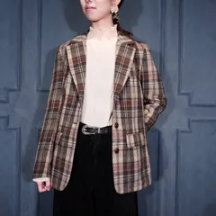 70’s〜 USA VINTAGE CHECK PATTERNED WOOL TAILORED JACKET MADE IN JAPAN/70年代〜アメリカ古着チェック柄ウールテーラードジャケット