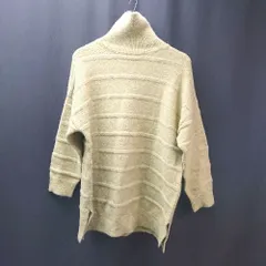 ◇ je crois soi タートルネック サイドスリット オーバーサイズ 長袖 ニット セーター サイズM～L グリーン レディース E  【1306140003468】