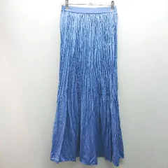 ◇ PAGEBOY サテン生地 光沢感　綺麗め 上品 大人っぽい ロング プリーツ スカート サイズF ブルー レディース E  【1306140003741】