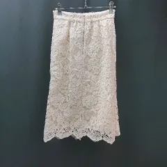 ◇ MEW'S REFINED CLOTHES レース 上品 綺麗め 膝丈 タイト スカート サイズS アイボリー レディース E  【1306140005714】