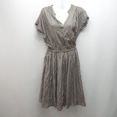 ◇ URBAN RESEARCH ROSSO ウエストゴム 裏地 Vネック プリーツ 半袖 ロング丈 ワンピース サイズF ブラウン系 レディース E  【1306140007084】