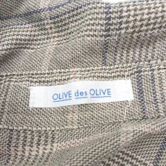 ◇ OLIVE des OLIVE グレンチェック ギャザー パフスリーブ 七分袖 膝丈 ワンピース サイズF ブラウン レディース E  【1306140008166】