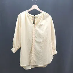 ◇ ROPE PICNIC ロペピクニック スリット リボン シンプル ギャザー 長袖 ブラウス サイズ38 イエロー レディース E  【1306140007831】
