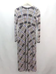 ◇ TOPSHOP トップショップ チェック柄 ウエスト切り替え 長袖 ロング丈 ワンピース サイズ表記なし マルチ レディース E  【1306140008654】