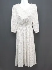 ◇ COLZA コルザ 花柄 シフォン ウエストゴム かわいい 半袖 ロング丈 ワンピース サイズM ホワイト/ピンク レディース E  【1306140008418】