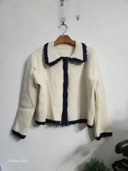 ニットカラ クロップドカーディガン アイボリー