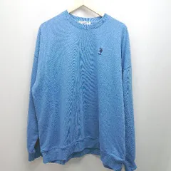 ◇ U.S.PORO ASSN ユーエスポロアッスン 薄め シンプル カジュアル 長袖 トレーナー サイズL ブルー レディース メンズ E 【1306140009866】