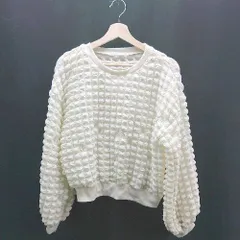 ◇ classicalelf クラシカルエルフ クルーネック ワッフル ストレッチ 長袖 カットソー サイズL クリーム系 レディース E  【1306140011241】