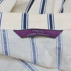 ◇ ITEMS URBAN RESEARCH ノーカラー ボタン ストライプ柄 薄手 シンプル 長袖 シャツ サイズF クリーム系 レディース E  【1306140011234】