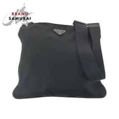 美品 PRADA プラダ テスート 三角ロゴプレート ブラック 黒 シルバー金具 ナイロン ショルダーバッグ サコッシュ レディース 502061【中古】