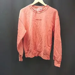 ◇ adidas originals 裏起毛 ブランドロゴ 刺繡 オシャレ リブ 後染め 長袖 トレーナー サイズXS オレンジ系 レディース E  【1306140010978】