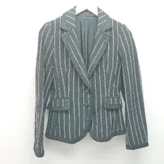 ◇ K.T KIYOKO TAKASE キヨコ タカセ 厚手 裏地 ストライプ柄 Vネック 長袖 ジャケット サイズ11 ブラック系 レディース E 【1306140011951】