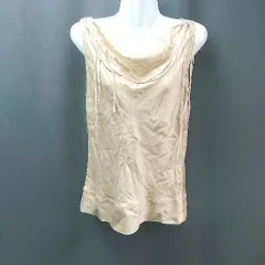 ◇ BOSCH リボン 光沢感 薄手 ボタン シンプル オシャレ ノースリーブ キャミソール サイズ38 ゴールド系 レディース E  【1306140011746】