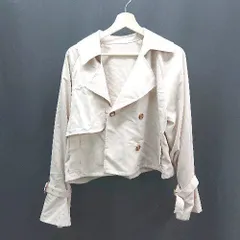 ◇ INGNI イング ダブルボタン 切り返し ショート丈 薄手 シンプル 長袖 ジャケット サイズM ベージュ系 レディース E  【1306140011340】