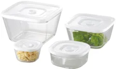 【スピード発送】密閉パック&レンジ 4点セット PSC-MP-4W1 角型 ホワイト 密閉容器 耐熱ガラス iwaki(イワキ)