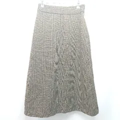 ◇ ROPE PICNIC ウエストゴム サイドジップ 裏地 チェック柄 ひざ丈 タイト スカート サイズ38 ブラウン系 レディース E  【1306140012507】