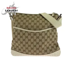 美品 GUCCI グッチ ベージュ アイボリー シルバー金具 GGキャンバス 145857 ショルダーバッグ ポシェット レディース 504619【中古】
