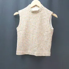◇ GINGERALE TOKYO シェパードチェック柄 裏地あり ファスナー 袖なし ベスト サイズ99 ブラウン/ベージュ レディース E 【1306140014532】