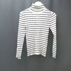 ◇ N. Natural Beauty Basic ボーダー柄 タートルネック きれいめ 長袖 ニット サイズM ネイビー/ホワイト レディース」 E  【1306140014327】