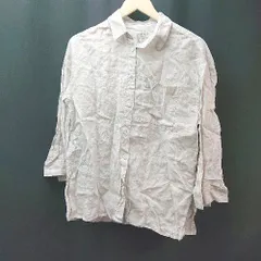 ◇ 無印良品 良品計画 シンプル フロントボタン 無地 胸ポケット 長袖 シャツ サイズXS ベージュ レディース （メンズ） E  【1306140014235】