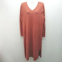 ◇ Sonny Label Vネック カジュアル シンプル ニット 長袖 ロング丈 ワンピース サイズF テラコッタ レディース E 【1306140015355】